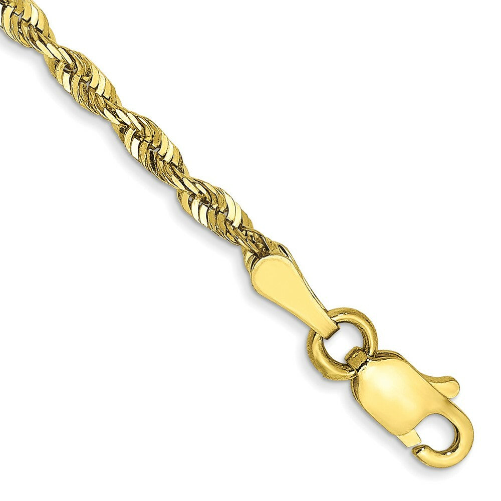 10K Yellow Gold 2.25mm Diamond-cut Extra-Lite Rope Chain Bracelet  Length 7'' inches