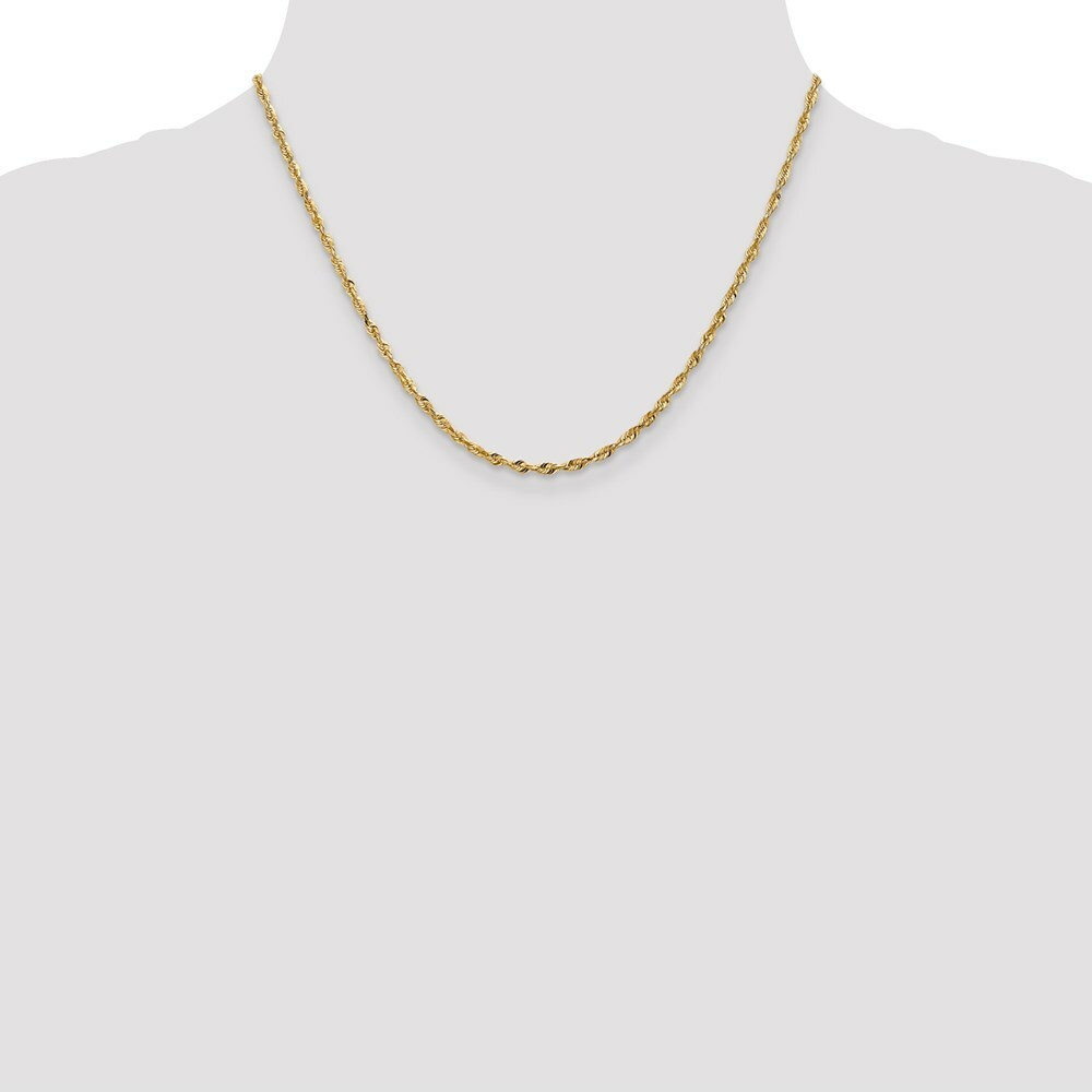 10K Yellow Gold 2.55mm Diamond-cut Extra-Lite Rope Chain Necklace