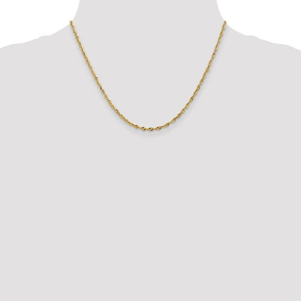 10K Yellow Gold 2.55mm Diamond-cut Extra-Lite Rope Chain Necklace