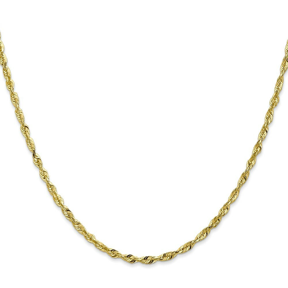 10K Yellow Gold 2.55mm Diamond-cut Extra-Lite Rope Chain Necklace