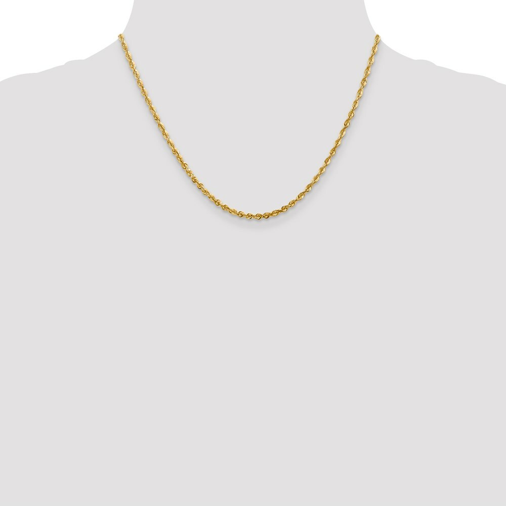 10K Yellow Gold 2.75mm Diamond-cut Extra-Lite Rope Chain Necklace