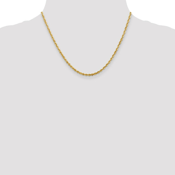 10K Yellow Gold 2.75mm Diamond-cut Extra-Lite Rope Chain Necklace
