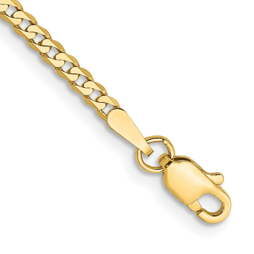 10K Yellow Gold 2.2mm Flat Beveled Curb Chain