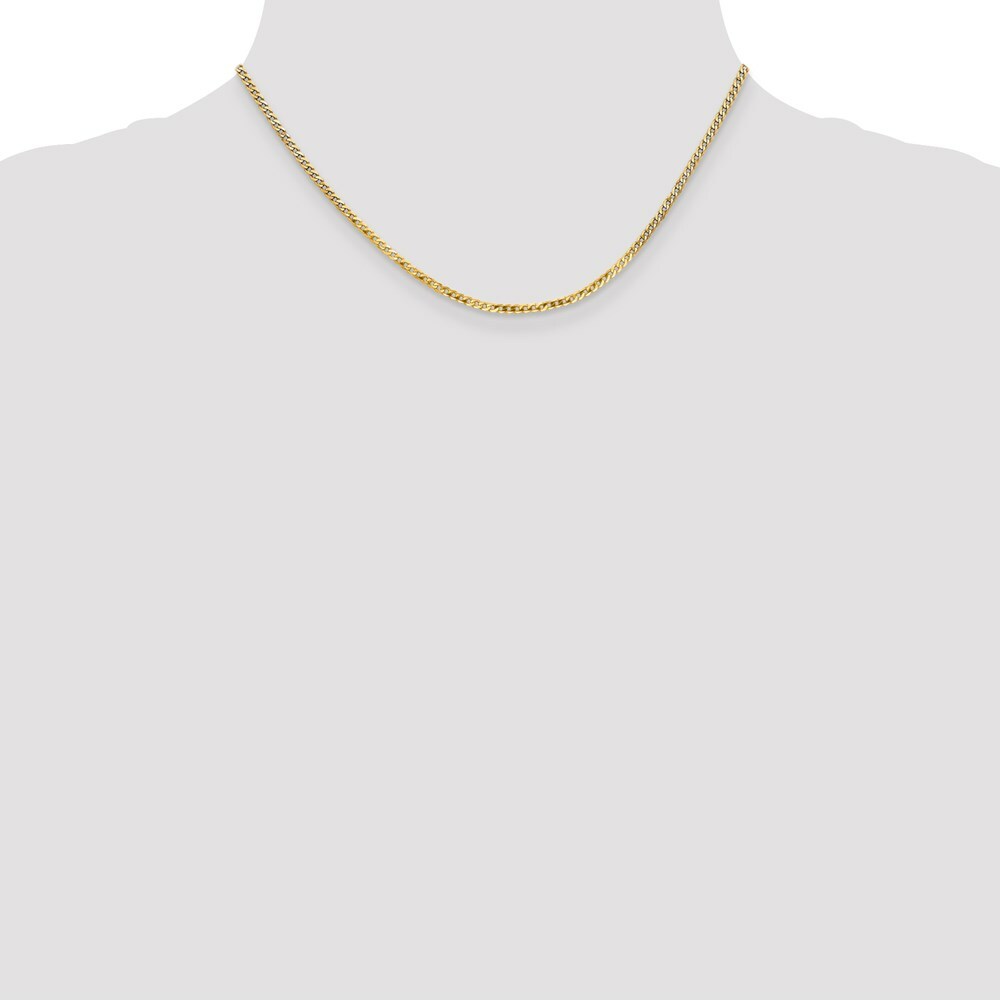 10K Yellow Gold 2.2mm Flat Beveled Curb Chain