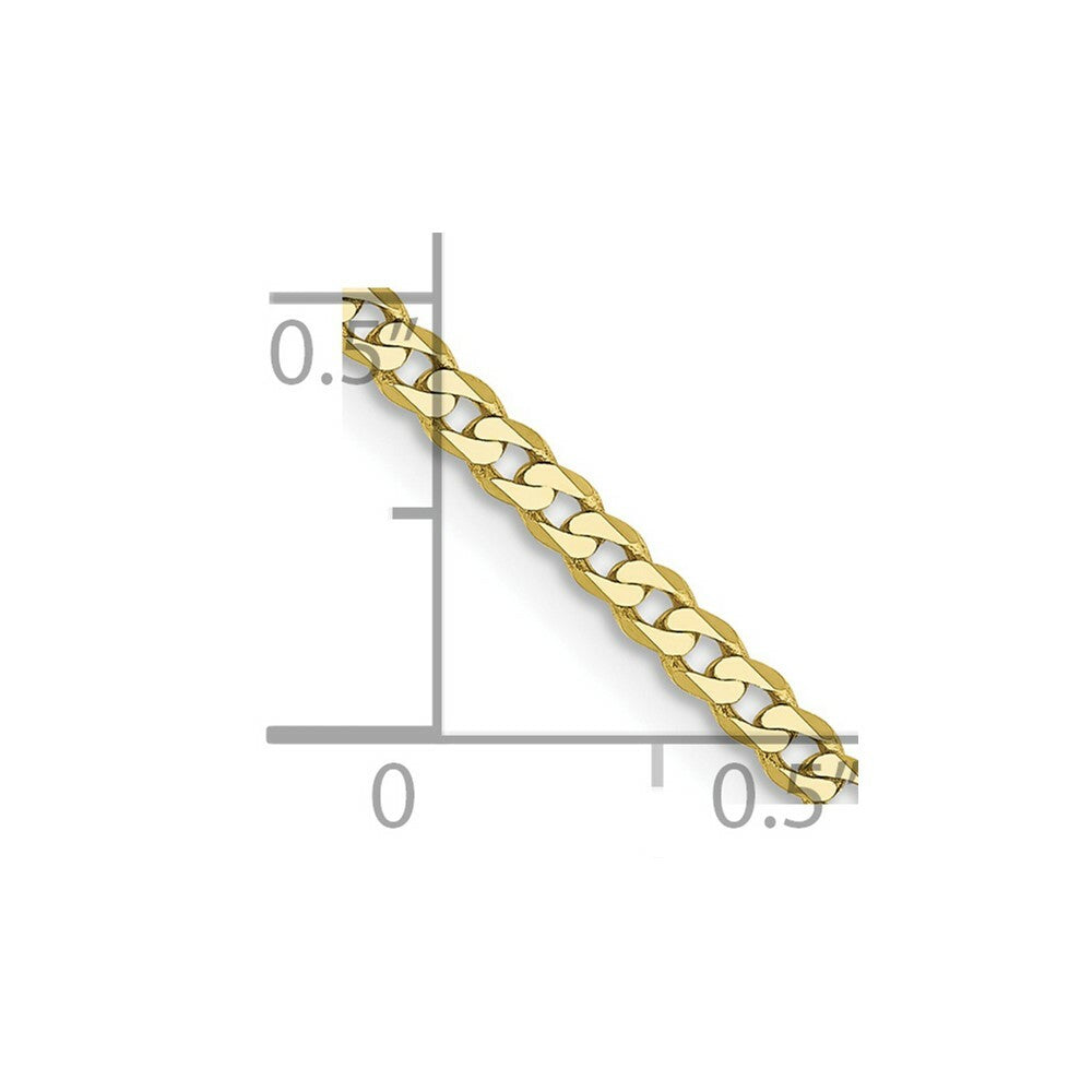 10K Yellow Gold 2.2mm Flat Beveled Curb Chain