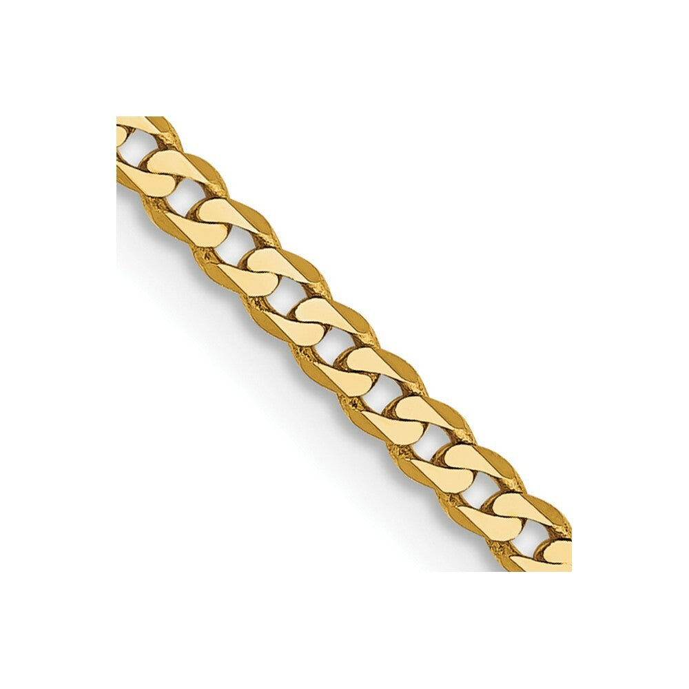 10K Yellow Gold 2.2mm Flat Beveled Curb Chain