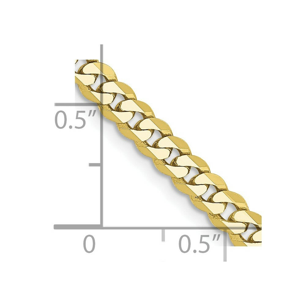 10K Yellow Gold 3.2mm Flat Beveled Curb Chain