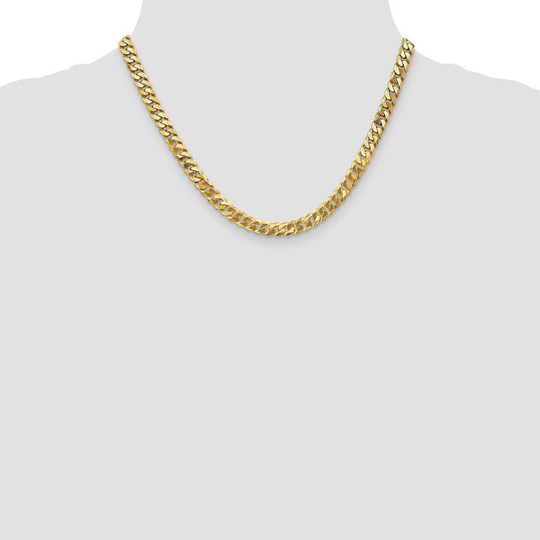 10K Yellow Gold 6.1mm Flat Beveled Curb Chain