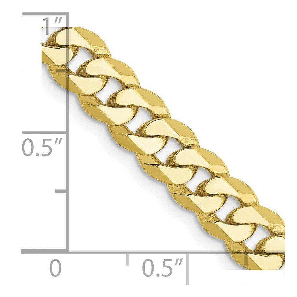 10K Yellow Gold 6.1mm Flat Beveled Curb Chain