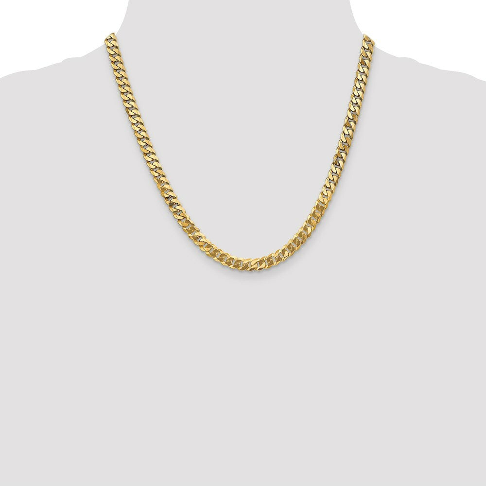 10K Yellow Gold 6.1mm Flat Beveled Curb Chain