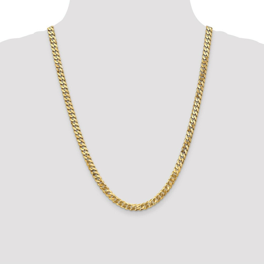 10K Yellow Gold 6.1mm Flat Beveled Curb Chain