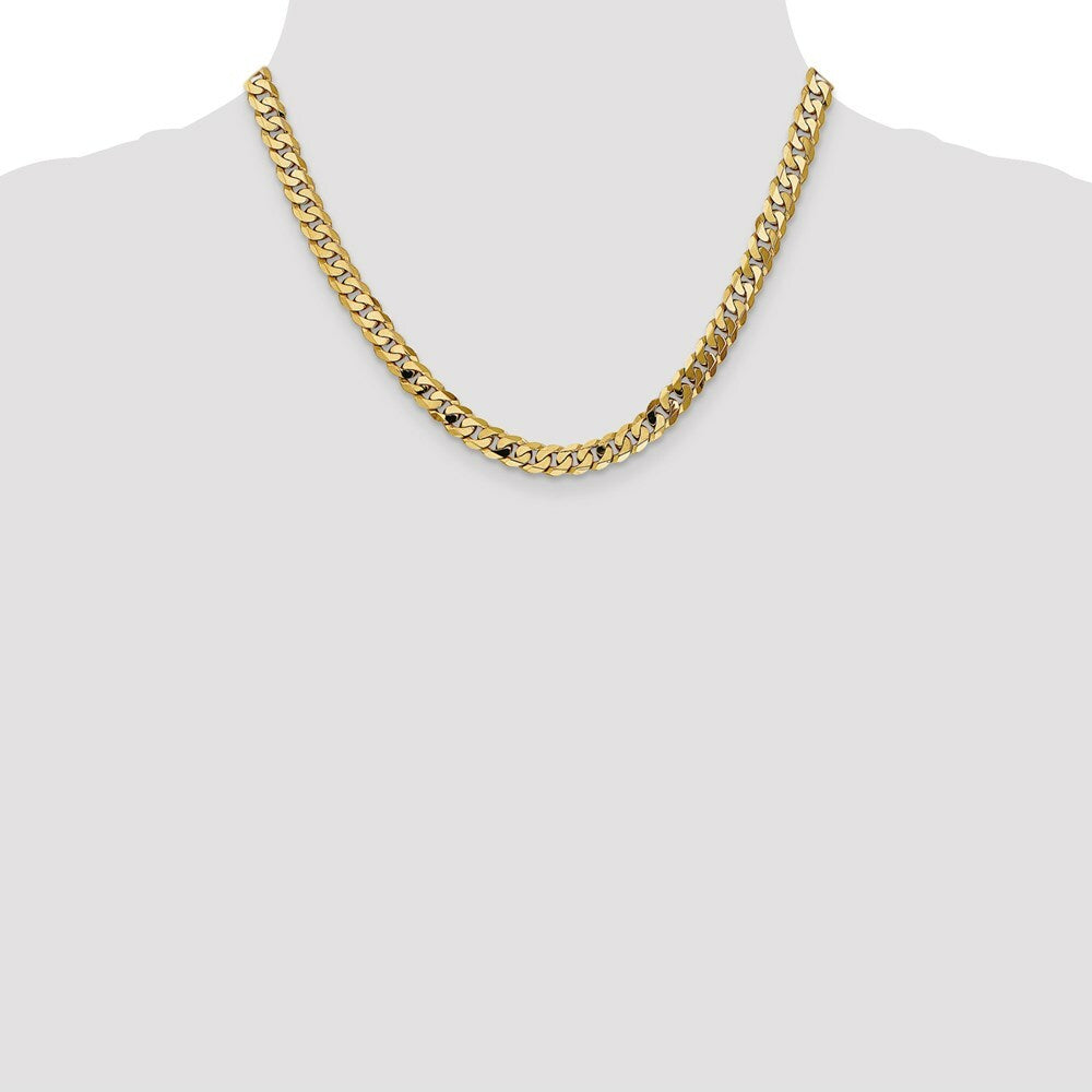 10K Yellow Gold 7.25mm Flat Beveled Curb Chain