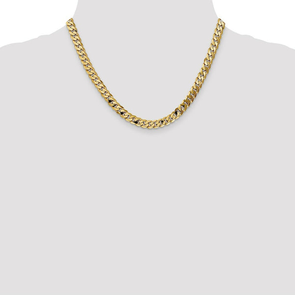 10K Yellow Gold 7.25mm Flat Beveled Curb Chain