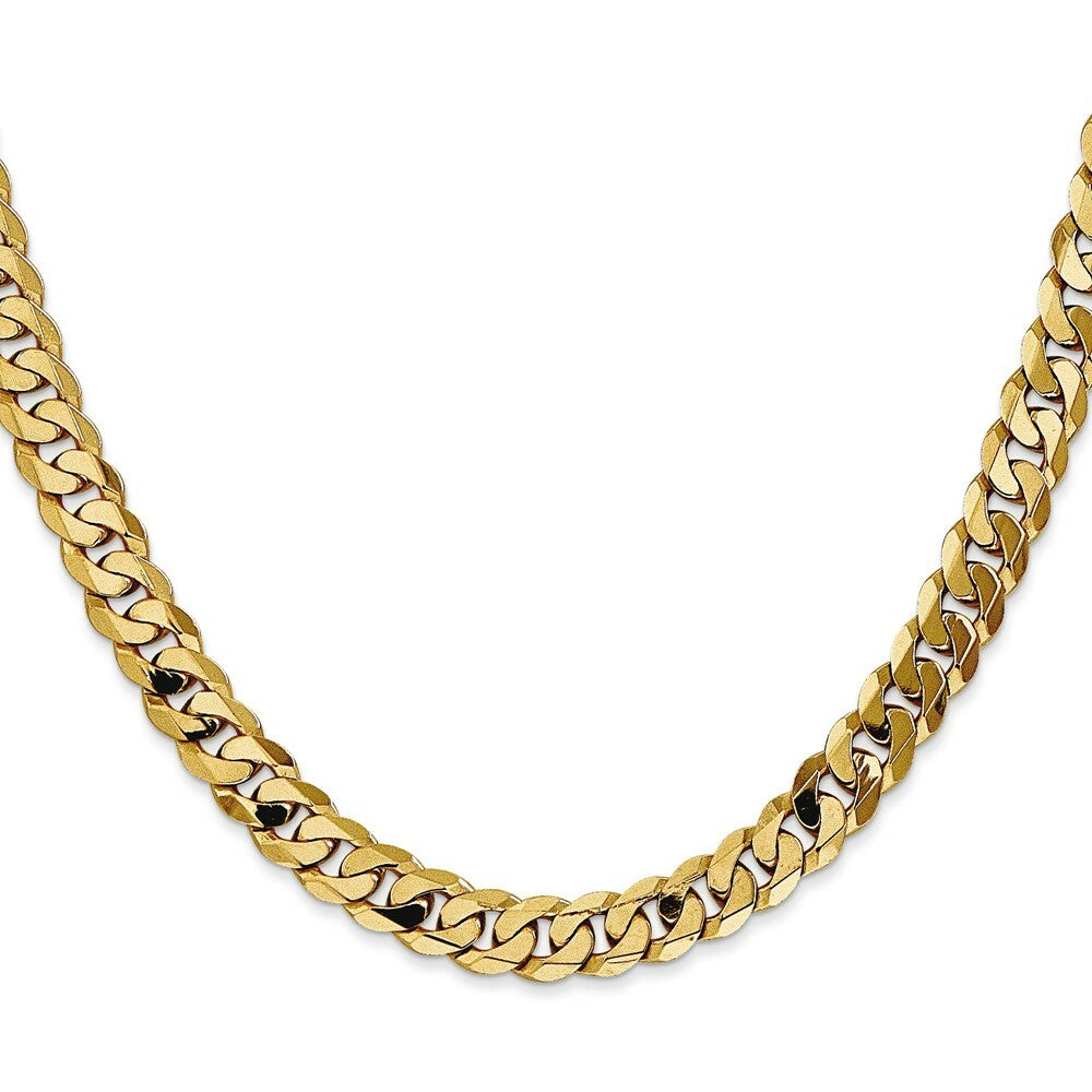 10K Yellow Gold 7.25mm Flat Beveled Curb Chain