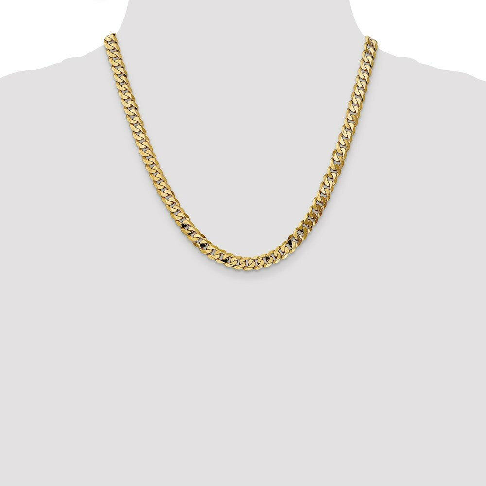 10K Yellow Gold 7.25mm Flat Beveled Curb Chain