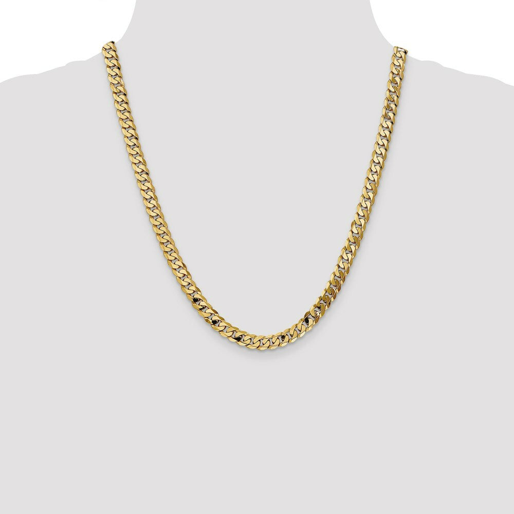 10K Yellow Gold 7.25mm Flat Beveled Curb Chain