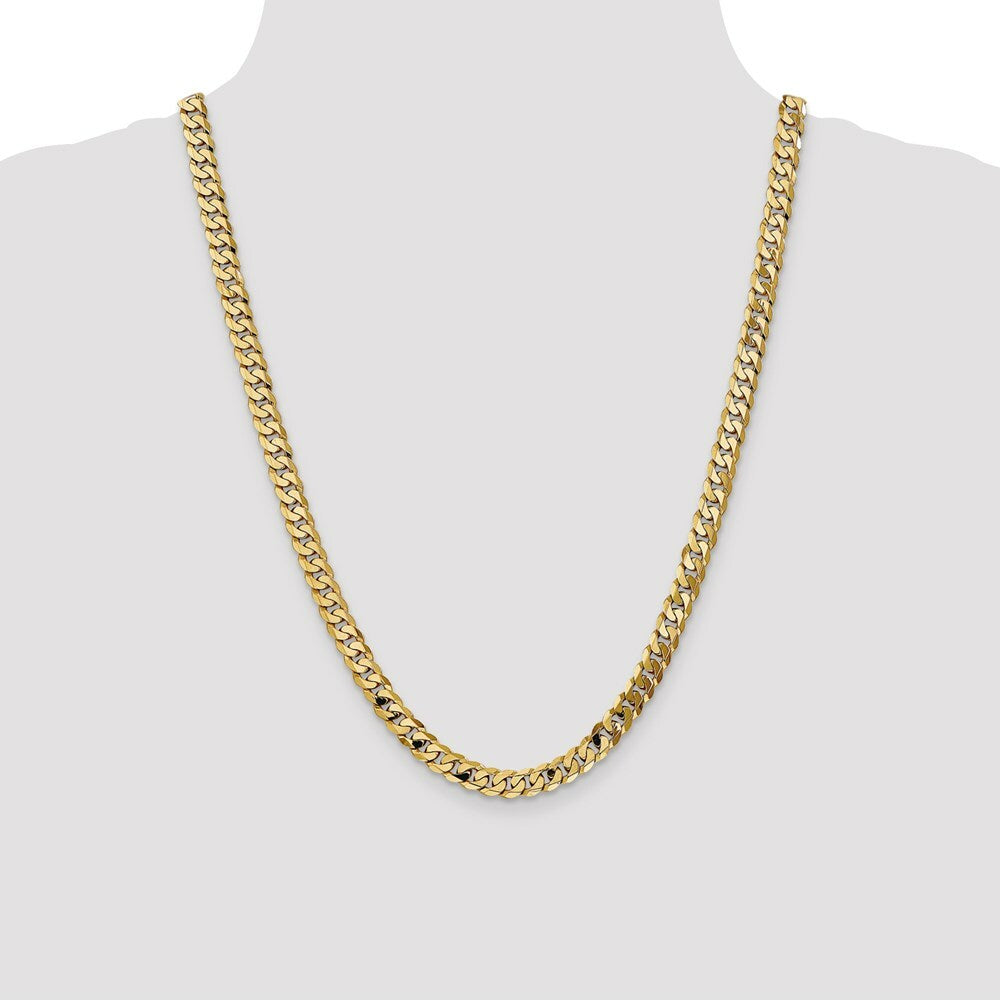 10K Yellow Gold 7.25mm Flat Beveled Curb Chain