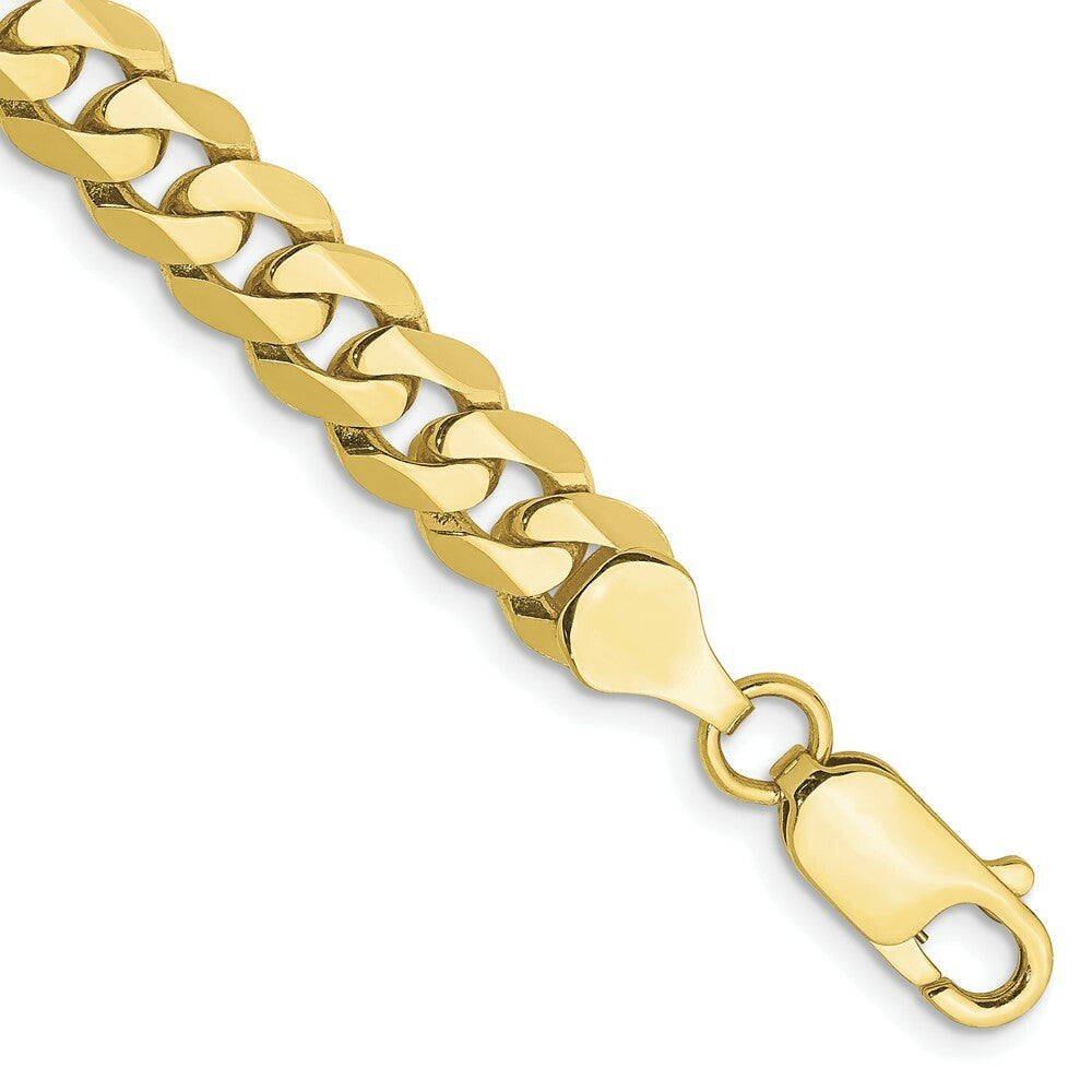 10K Yellow Gold 7.25mm Flat Beveled Curb Chain