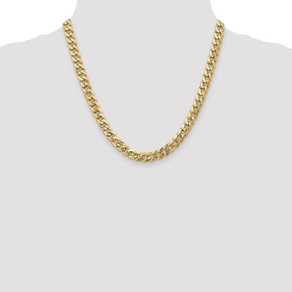 10K Yellow Gold 7.75mm Flat Beveled Curb Chain