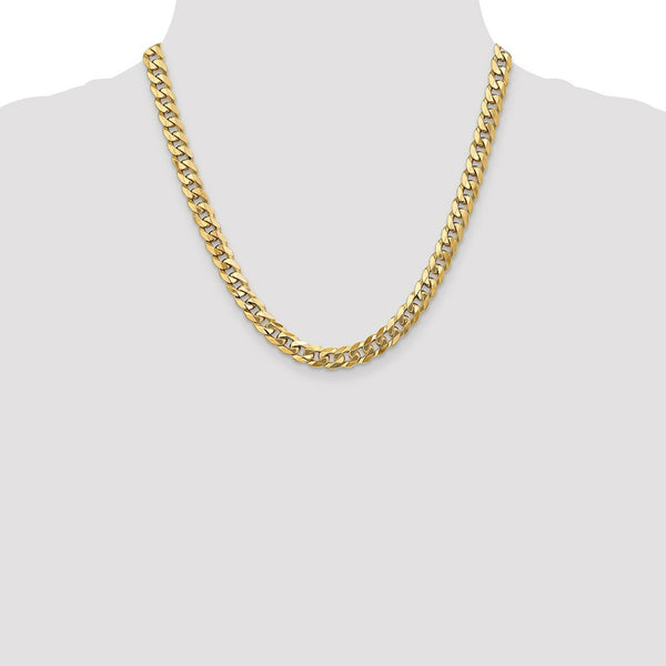 10K Yellow Gold 7.75mm Flat Beveled Curb Chain