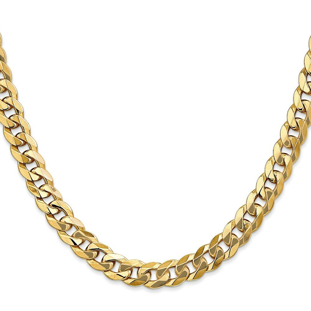 10K Yellow Gold 7.75mm Flat Beveled Curb Chain