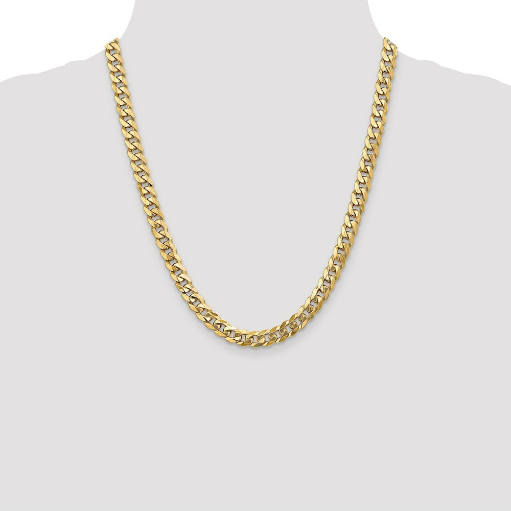 10K Yellow Gold 7.75mm Flat Beveled Curb Chain