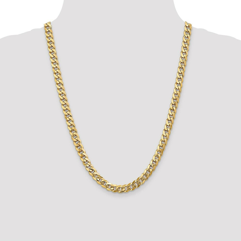 10K Yellow Gold 7.75mm Flat Beveled Curb Chain
