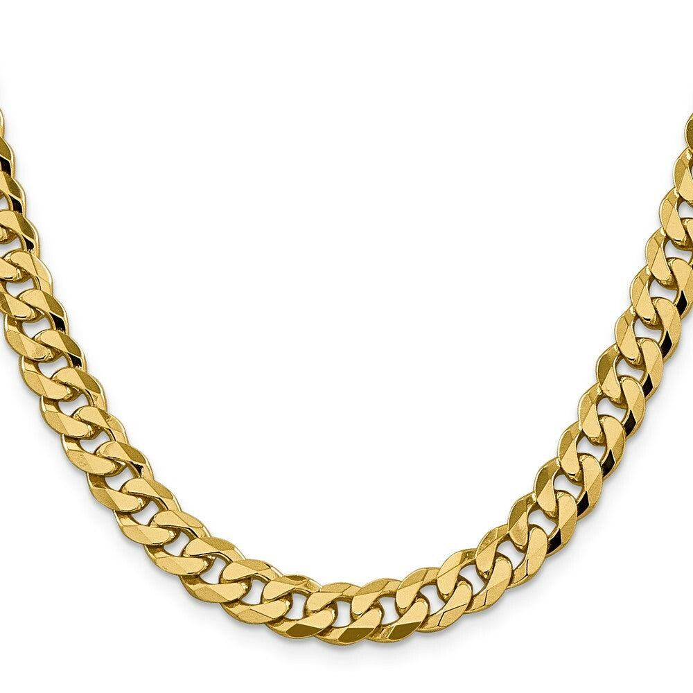 10K Yellow Gold 8.25mm Flat Beveled Curb Chain