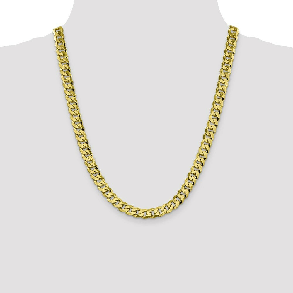 10K Yellow Gold 8.25mm Flat Beveled Curb Chain