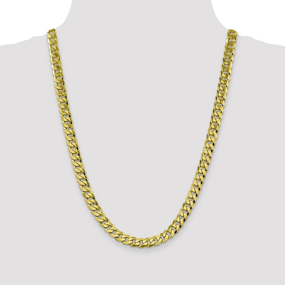 10K Yellow Gold 8.25mm Flat Beveled Curb Chain