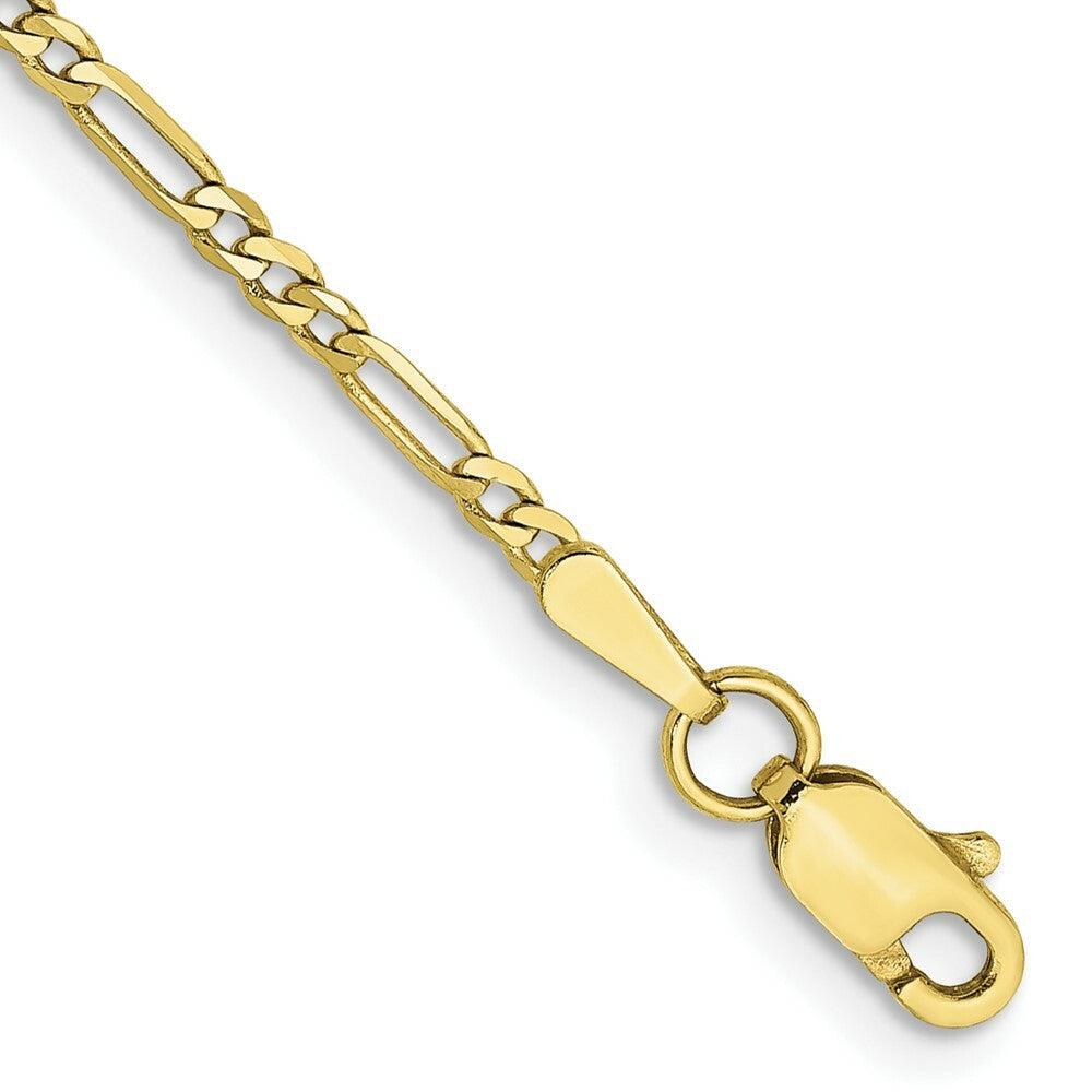10K Yellow Gold 1.75mm Polished Figaro Link Chain Bracelet