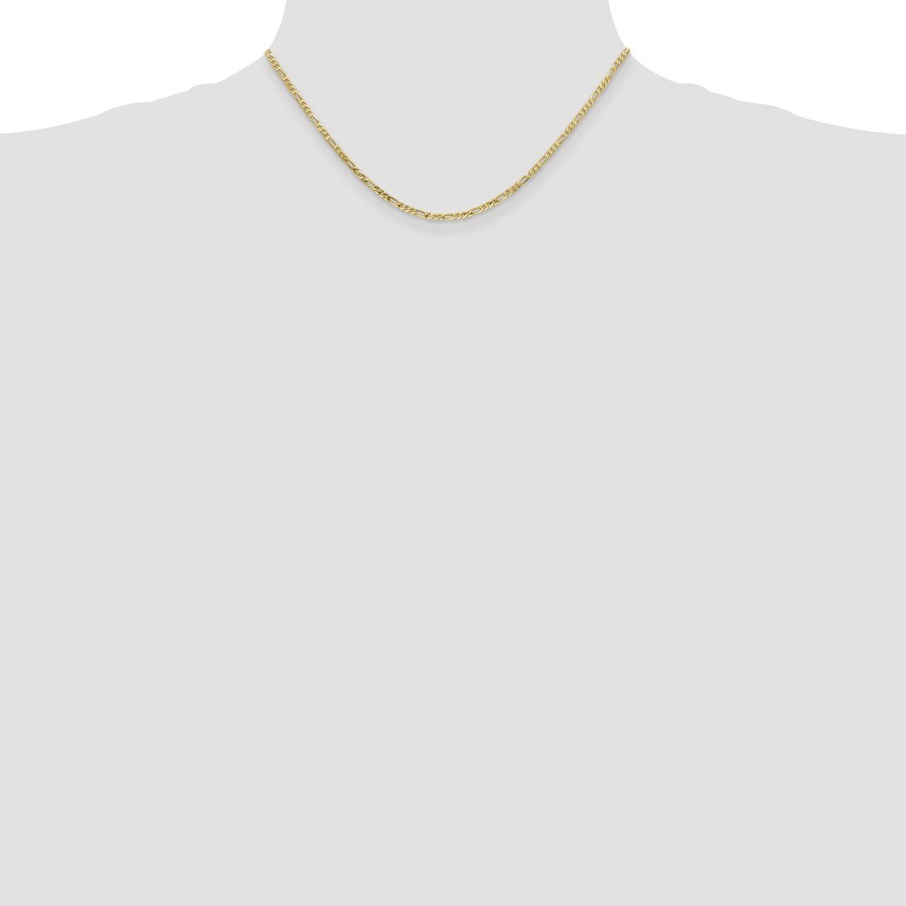10K Yellow Gold 2.2mm Figaro Link Chain Necklace