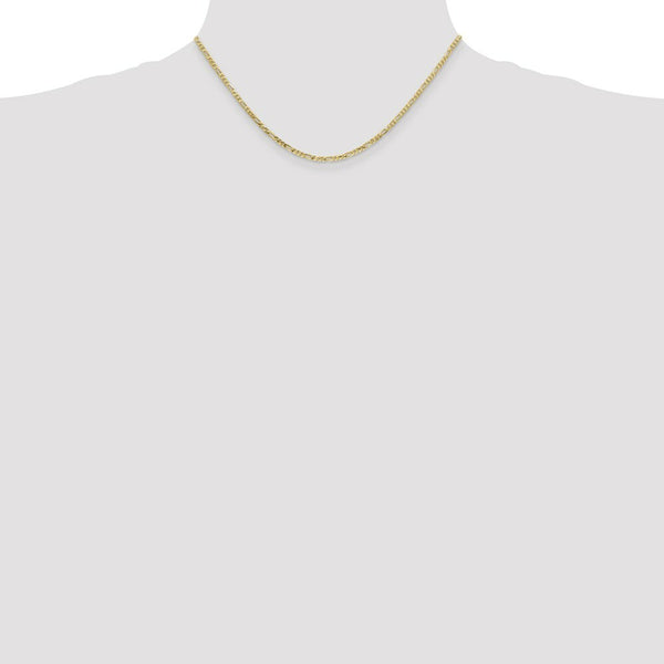 10K Yellow Gold 2.2mm Figaro Link Chain Necklace