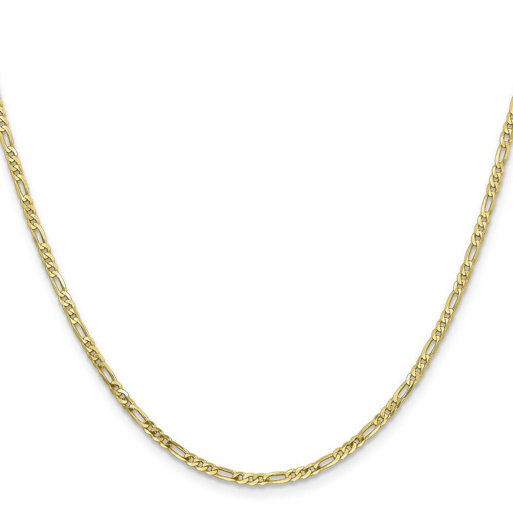 10K Yellow Gold 2.2mm Figaro Link Chain Necklace