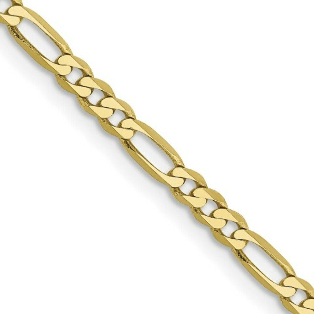 10K Yellow Gold 2.75mm Flat Figaro Chain