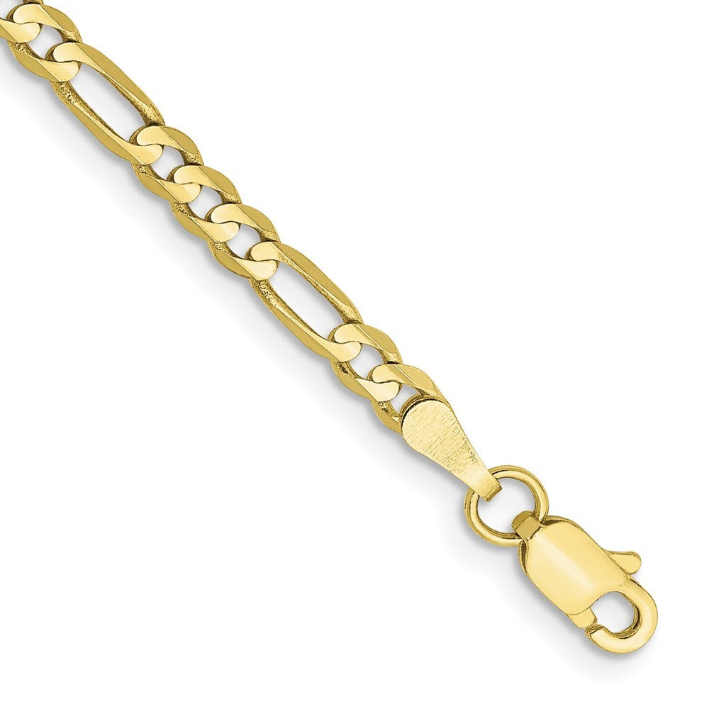 10K Yellow Gold 3mm Figaro Link Chain Bracelet