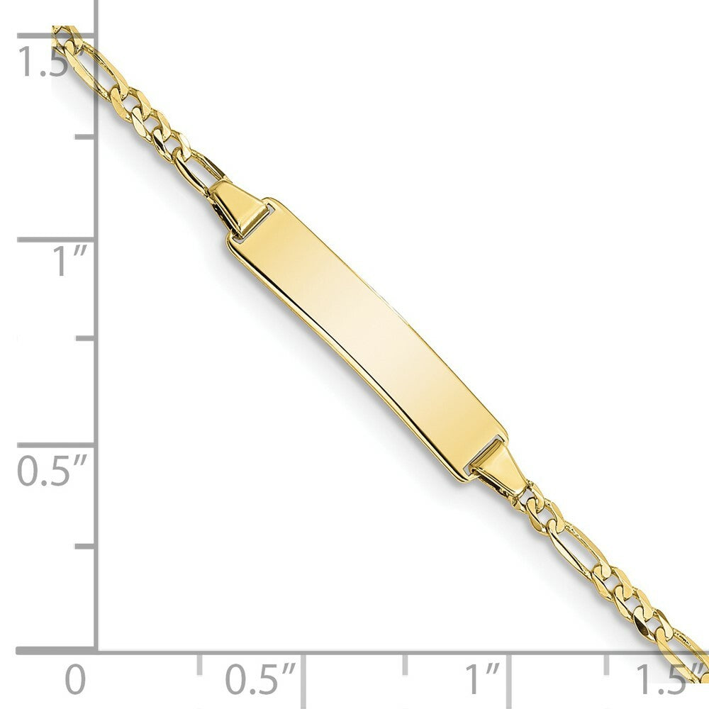 10K Yellow Gold Figaro Link ID Bracelet