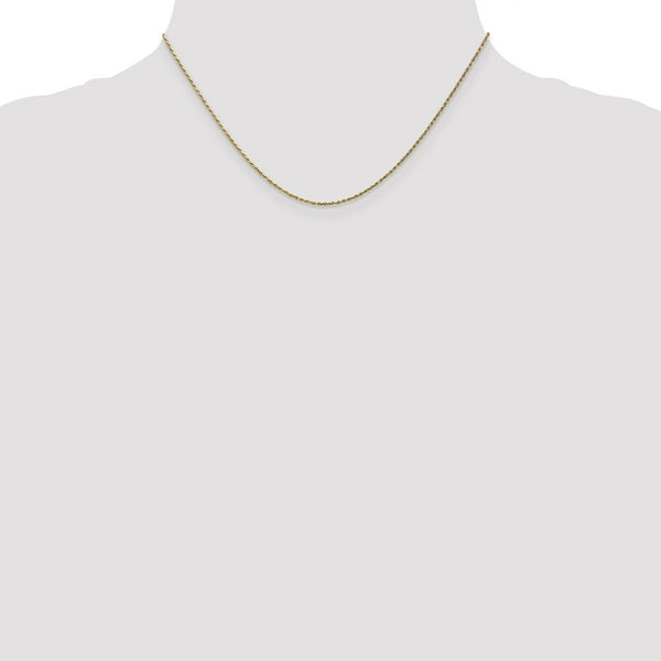 10K Yellow Gold 1.2mm Machine Made Diamond-cut Rope Chain Necklace