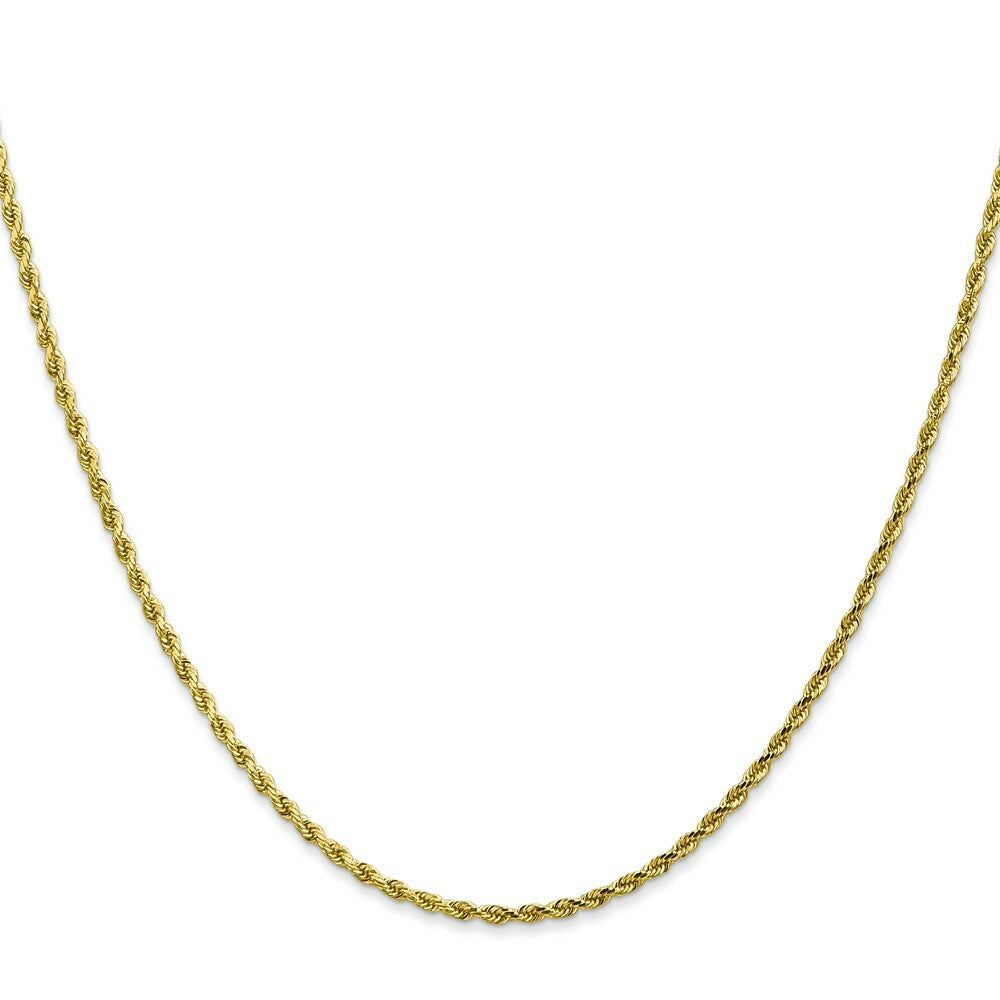 10K Yellow Gold 2mm Handmade Diamond-cut Rope Chain Necklace
