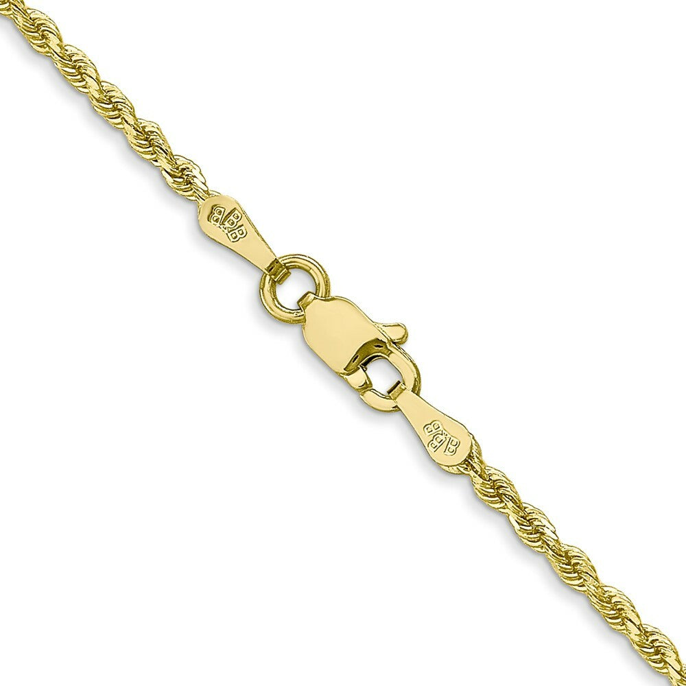 10K Yellow Gold 2mm Handmade Diamond-cut Rope Chain Necklace