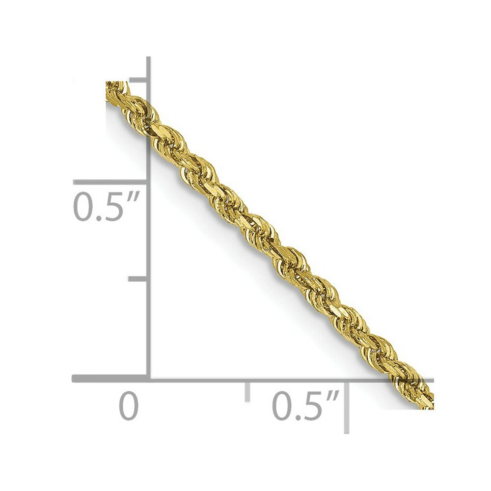 10K Yellow Gold 2mm Handmade Diamond-cut Rope Chain Necklace