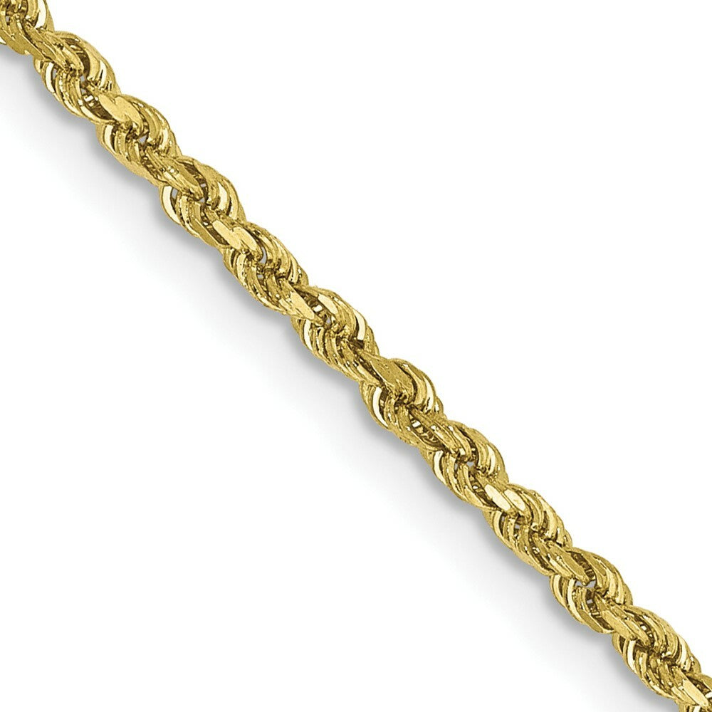 10K Yellow Gold 2mm Handmade Diamond-cut Rope Chain Necklace