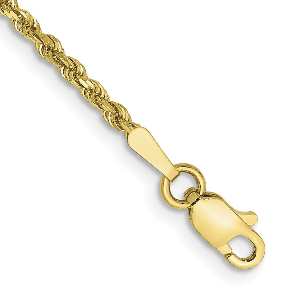 10K Yellow Gold 2mm Handmade Diamond-cut Rope Chain Bracelet