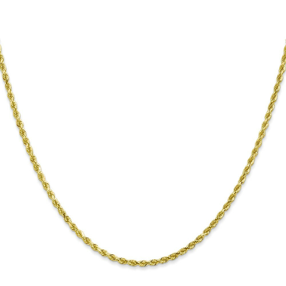 10K Yellow Gold 2.25mm Handmade Diamond-cut Rope Chain Necklace