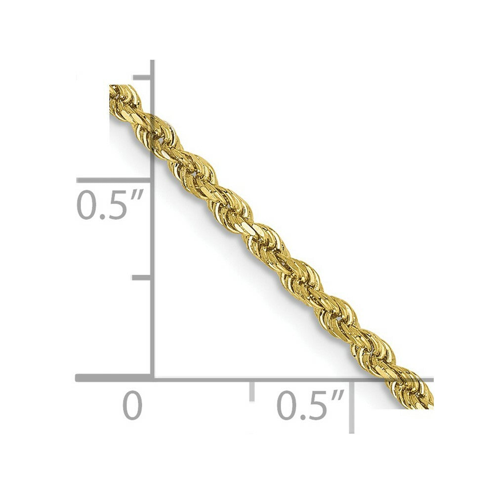 10K Yellow Gold 2.25mm Handmade Diamond-cut Rope Chain Necklace