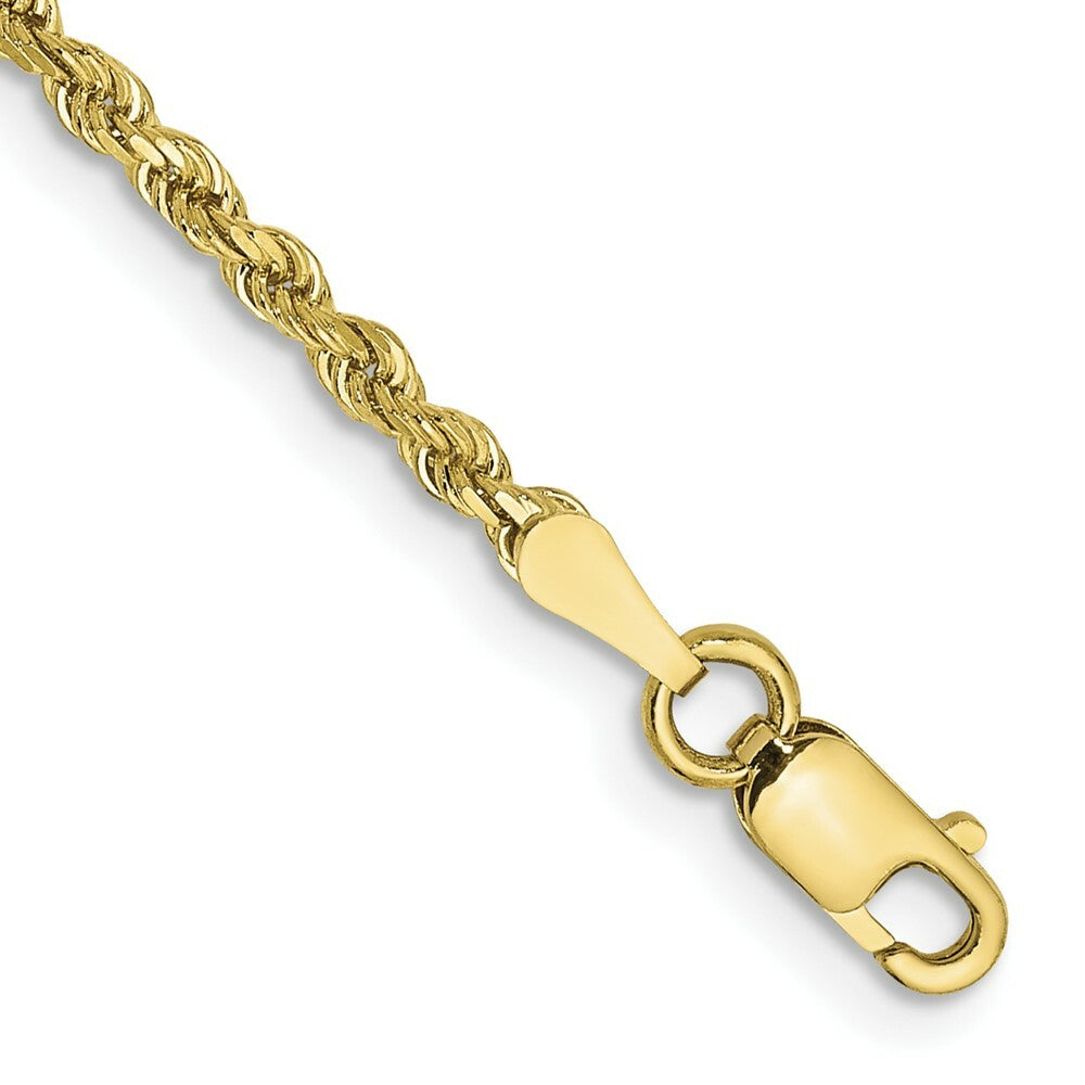 10K Yellow Gold 2.25mm Handmade Diamond-cut Rope Chain Bracelet