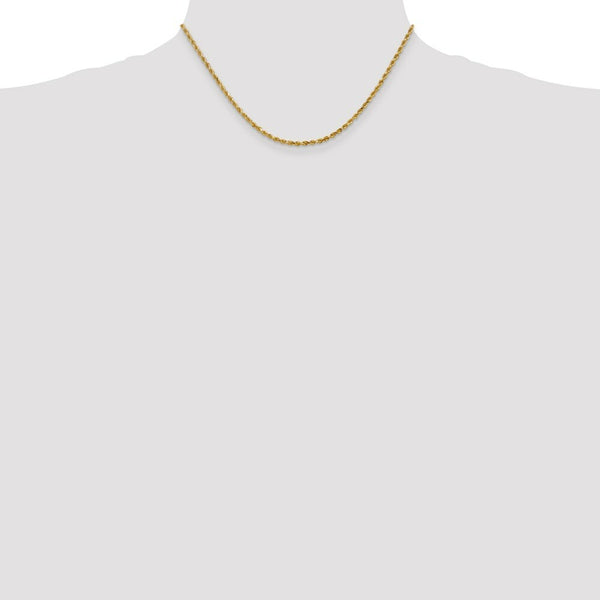 10K Yellow Gold 2.5mm Handmade Diamond-cut Rope Chain Necklace
