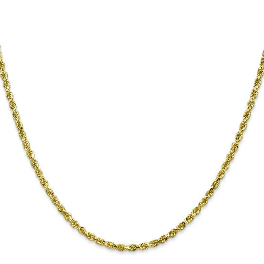 10K Yellow Gold 2.5mm Handmade Diamond-cut Rope Chain Necklace