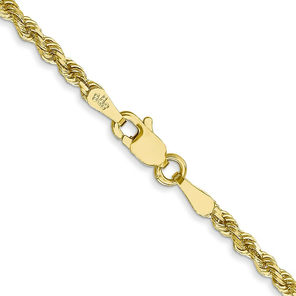 10K Yellow Gold 2.5mm Handmade Diamond-cut Rope Chain Necklace