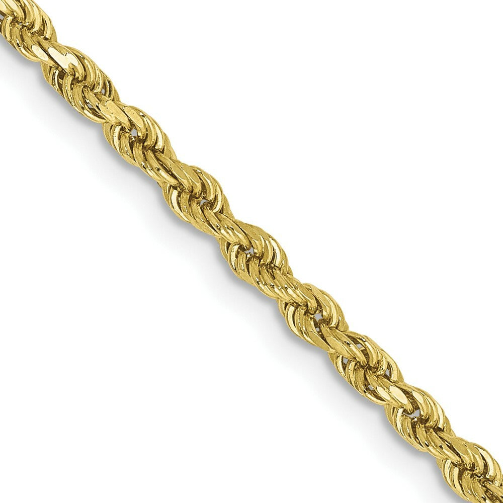 10K Yellow Gold 2.5mm Handmade Diamond-cut Rope Chain Necklace